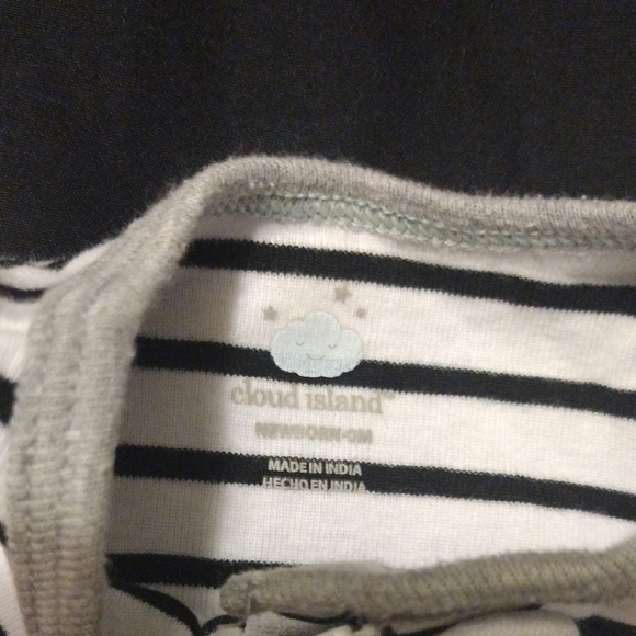 Cloud Island White and Black Footies One Pieces With Hand Mitts​​ - Picture 4 of 5